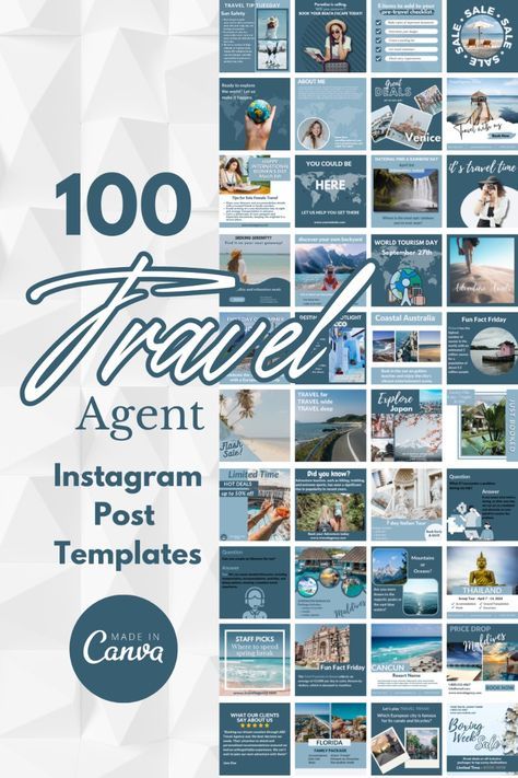 Travel Agent Instagram Bundle Canva Template😍 Travel Agent Instagram, Australia Fun Facts, Instagram Post Design Ideas, Travel Agent Career, World Tourism Day, Post Design Ideas, Template Instagram Post, Canva Template Instagram, Instagram Content Ideas