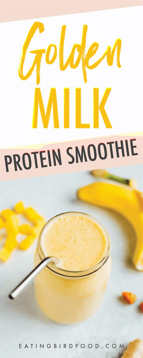 This golden milk smoothie with fresh turmeric, ginger and mango is the perfect way to refuel after a workout. It’s got the protein and carbs your body needs along with anti-inflammation properties to help your body recover. #antiinflammatory #goldenmilk Golden Milk Smoothie, Turmeric Smoothie, Inflammation Recipes, Anti Inflammation Recipes, Milk Smoothie, Grapefruit Diet, Protein Smoothies, Fresh Turmeric, Food For Health