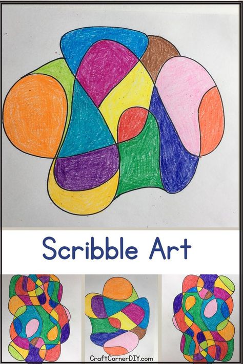 Scribble art craft for kids made with paper and crayons. Easy Art For Elementary Students, Simple Art Lessons For Elementary, Art Activities For All Ages, Kinder Art Activities, Afterschool Crafts Elementary, Art Crafts For Kindergarten, Art Activities School Age, Art Project 2nd Grade, Art Mediums For Kids