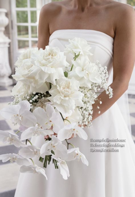 Orchid Bridal Bouquets, Bride Bouquets White, Orchid Bouquet Wedding, Cascading Wedding Bouquets, Amazing Wedding Photos, White Wedding Theme, Bridal Bouquet Flowers, Boda Mexicana, Orchid Wedding