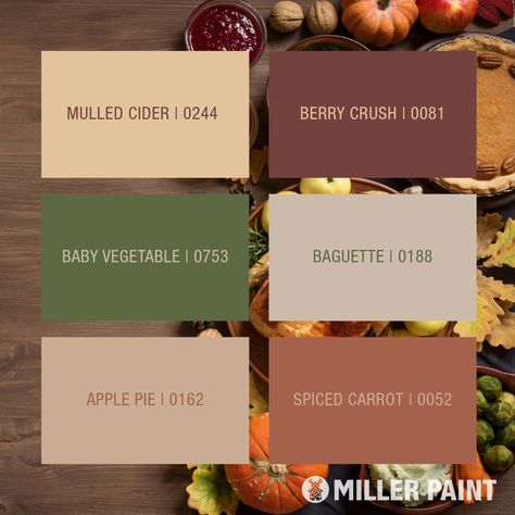 What dishes do you prepare for Thanksgiving celebrations? Traditions among families start at the dinner table.⁠ ⁠ This delightful Thanksgiving-inspired color scheme is bound to spark your creativity.⁠ ⁠ #Thanksgiving #ColorInsporation #MillerPaint #Family Thanksgiving Celebration, The Dinner, Dinner Table, Color Scheme, Color Schemes, Thanksgiving, Quick Saves, Color, Colour Schemes