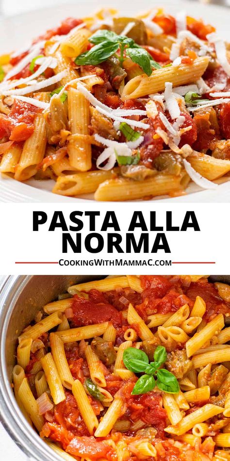 Ala Norma Pasta, Pasta Ala Norman, Polenta Recipes Healthy, Sicilian Eggplant, Meatless Pasta, Eggplant Pasta, Homemade Pasta Recipe, Lasagna Recipes, Italian Night