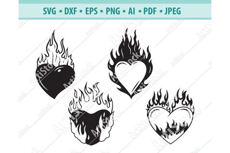 Flame Hearts Tattoo, Flames Heart Tattoo, Hearts With Flames Tattoo, Heart With Flames Drawing, Shooting Star Drawing, Flame Svg, Heart Sketches, Fire Svg, Baby Spiderman