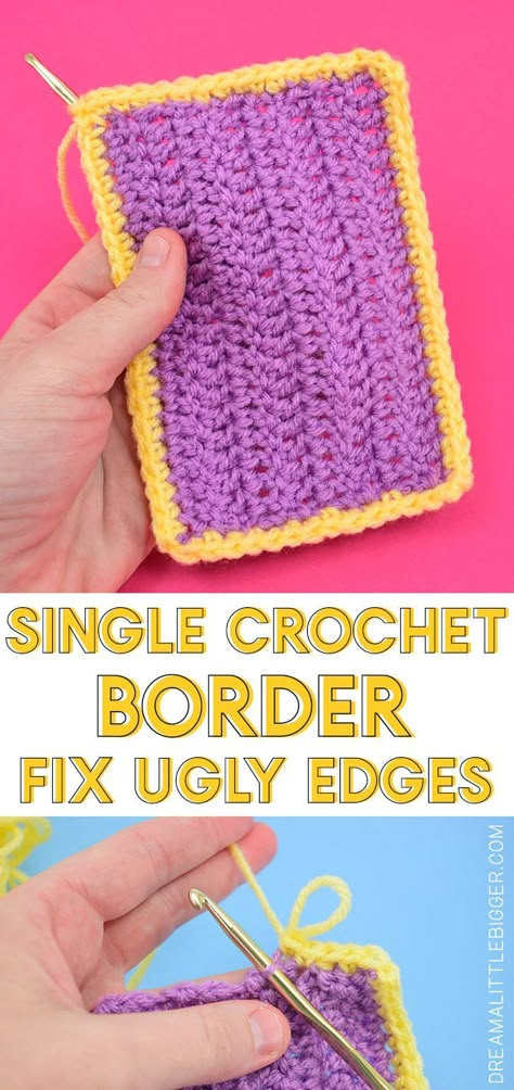 Hate when you finish a crochet project to see wonky edges? A single crochet border edge is all it takes for a clean, simple finish on your crochet projects! Single Crochet Border, Crochet Blanket Borders, Blanket Borders, Blanket Border, Blanket Edging, Knitting Baby Blankets, Crochet Blanket Border, Crochet Blanket Edging, Crochet Edges