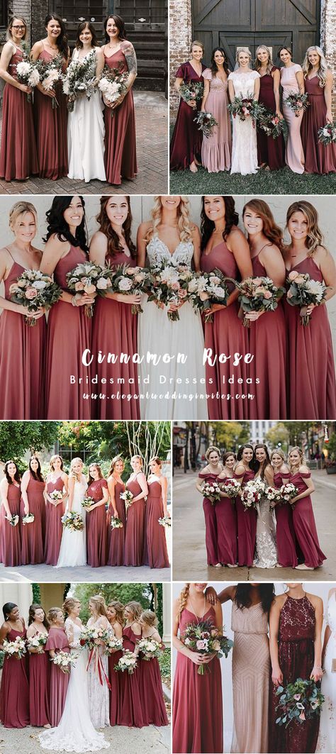 Red Fall Bridesmaid Dresses, Bridesmaid Dresses Cinnamon Rose, Bridesmaid Dresses Canyon Rose, Cinnamon Rose Dress Wedding, Bridal Party Cabernet, Rose Colored Bridesmaids Dresses, Cinammon Rose Bridesmaid Dress, Cinnamon Rose And Dusty Rose Wedding, Summer Colors For Bridesmaid Dresses