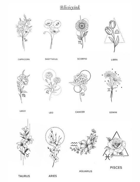 Cancerian Flower Tattoo, Virgo Tattoo Flower, Unique Pisces Tattoos For Women, Tattoos Spine, Underboob Tattoo Designs, Tattoo Placement Ideas, Horoscope Tattoos, Aquarius Tattoo, Tattoo Filler