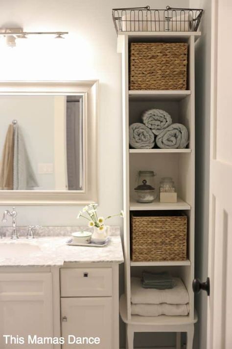 100 of The Best Bathroom Organization Ideas » Lady Decluttered Diy Bathroom Storage, Bathroom Storage Solutions, Bathroom Linen Cabinet, Bad Inspiration, Linen Cabinet, Small Bathroom Storage, Linen Storage, Trendy Bathroom, Bathroom Redo