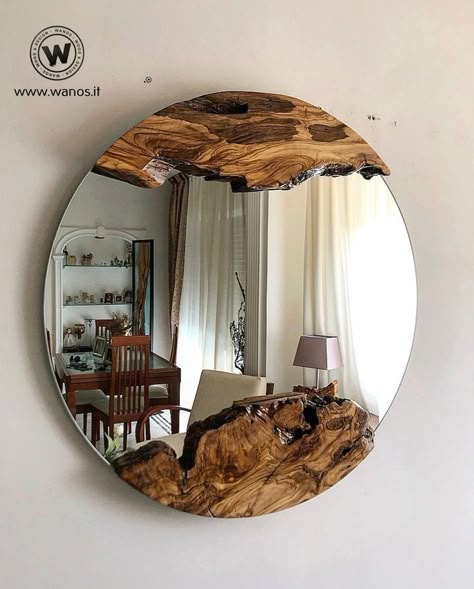 Natural Wood Wall Art, Wood Mirror Design, Rustic Wood Mirror, Diy Furniture Sofa, Mirror Design Ideas, Wall Mirror Ideas, Modern Mirror Design, Wood Mirrors, Wood Wall Art Diy