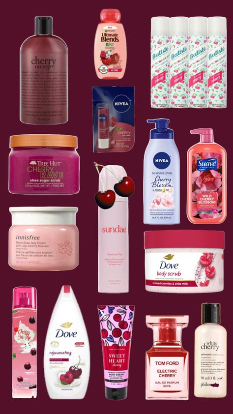 Cherry ,scent,🍒 Different Scents List, Cherry Scent Aesthetic, Cherry Scent Combo, How To Smell Like Cherry Vanilla, Cherry Scented Products, How To Smell Like Cherry, Cherry Perfume, Best Body Moisturizer, Cherry Products