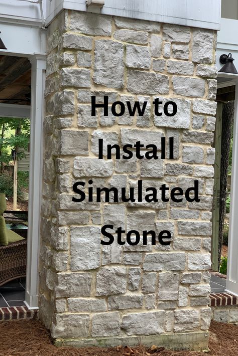 Faux Stone Exterior Before And After, Make Concrete Look Like Stone, Diy Stone Siding, Horizon Stone, Stone Siding Exterior, Stone Veneer Exterior, Stone Installation, Stone Porches, Stone Exterior Houses