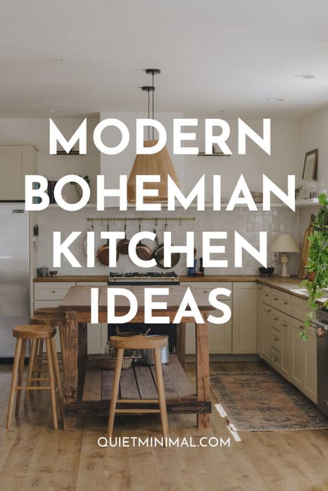 Modern Bohemian Kitchen Ideas, Small Boho Kitchen, Bohemian Kitchen Design, Bohemian Kitchen Ideas, Modern Bohemian Kitchen, Boho Modern Kitchen, Bohemian Kitchens, Small Kitchen Colors, American Kitchen Design