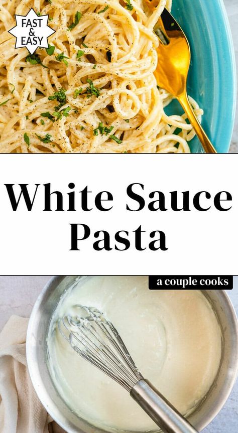 Basic Cream Sauce, Vegan Fettuccine Alfredo, White Cream Sauce, Easy White Sauce, White Pasta Sauce Recipe, Creamy White Sauce, Cream Sauce Pasta, Goat Cheese Pasta, White Sauce Recipes