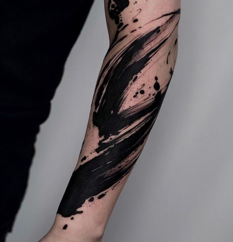 Black Brush Tattoo, Black Paint Tattoo, Abstract Brush Strokes Tattoo, Ink Brush Tattoo, Ink Splotch Tattoo, Abstract Cover Up Tattoo, Abstract Blackwork Tattoo, Splatter Tattoo, Japanese Hand Tattoos