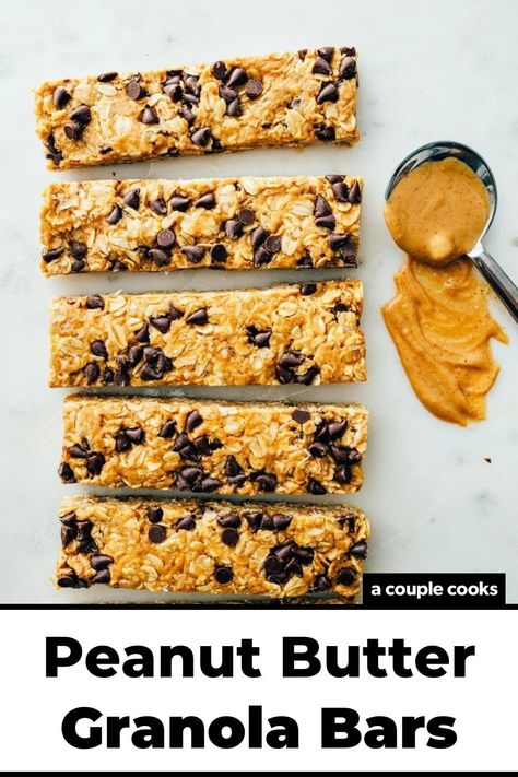 These peanut butter granola bars have the best nutty sweet flavor! They're the perfect homemade snack for PB lovers. #peanutbutter #granola #granolabars #peanutbuttergranolabars #healthysnack #easysnack Breakfast Ideas Oatmeal, Vegan Granola Bars, Peanut Butter Granola Bars, Vegan Brunch Recipes, Peanut Butter Oatmeal Bars, A Couple Cooks, Vegan Granola, Vegetable Snacks, Granola Recipe Bars