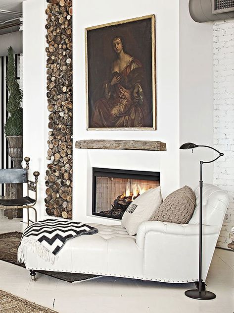 living room Fireplace Styles, White Fireplace, Rustic Living, Rustic Living Room, Living Room With Fireplace, Fireplace Design, Fireplace Surrounds, A Fire, Home Decor Inspiration