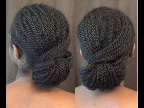 Flat twist low bun Crochet Updo, Braids Styling, Hairstyle Videos, Two Strand Twists, Twists Locs, American Hairstyles, Mini Twists, Twist Styles, Loc Journey