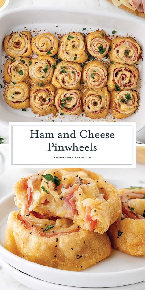 Ham Appetizers, Puff Pastry Pinwheels, Ham And Cheese Pinwheels, Pinwheel Sandwiches, Food Rocks, Cheese Pinwheels, Cheese Puff Pastry, Pinwheel Appetizers, Easy Ham