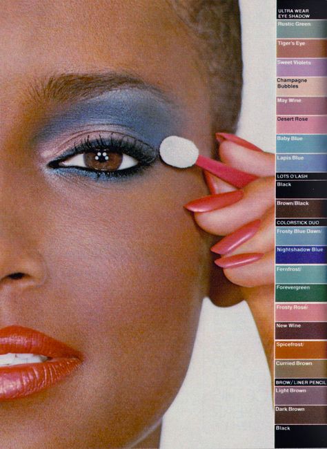 80s Fashion Makeup, 1980 Makeup, 80s Makeup Looks, 80’s Makeup, 1970s Makeup, 1980s Makeup, New Look Ideas, Vintage Makeup Ads, 60s Makeup