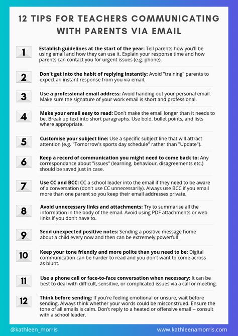 These 12 tips will help keep your teacher-parent email exchanges professional, productive, and positive. Click through for a free summary poster you can share with colleagues! #teachers #email #school #communication Parent And School Partnerships, Parent School Partnerships, Parent Teacher Relationship, Internet Safety Tips, Teacher Communication, School Reception, Class Newsletter, Newsletter Examples, Teacher Lifestyle