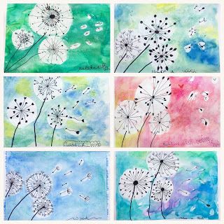 Art 2nd Grade, Dandelion Puffs, Classe D'art, Spring Art Projects, Dandelion Art, 2nd Grade Art, 4th Grade Art, 3rd Grade Art, Classroom Art