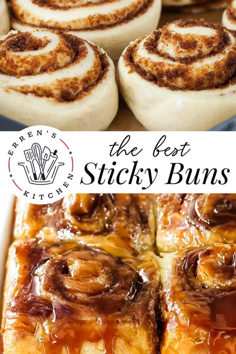 This wonderfully indulgent recipe for a classic bun will have you never buying shop-bought again! Great for dessert or a breakfast treat!
Discover the joy of baking with our easy Sticky Buns recipe, featuring a delightful cinnamon-sugar filling and optional pecans.

Go to errenskitchen.com for more easy, delicious recipes! Homemade Cinnamon Roll Recipes, Mr Sticky Sticky Buns, Sticky Cinnamon Buns Recipe, Best Baked Doughnut Recipes, Pull Apart Sticky Buns, Easy Sunday Recipes, Cinnamon Bun Filling, Quick Cinnamon Buns, Joy Of Baking Recipes