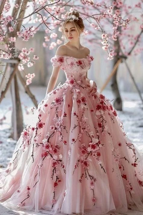 Fantasy Dresses, Fantasy Gowns, Fairytale Dress, Fantasy Dress, Floral Fashion, Dreamy Wedding, Wedding Dresses Unique, Gorgeous Gowns, Quinceanera Dresses