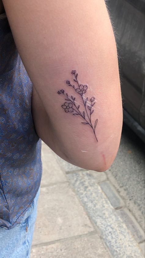 Larkspur Tattoo Simple, Forget Me Nots Tattoo, Baby Breath Tattoo, Forget Me Not Flower Tattoo, Violet Flower Tattoos, Larkspur Tattoo, Forget Me Not Tattoo, Violet Tattoo, Maching Tattoos