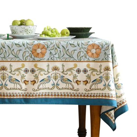 French Country Vintage, Italian Pattern, Vintage Linen Tablecloths, Vintage Farmhouse Style, Autumn Decoration, French Table, Country Vintage, Grey Table, Floral Tablecloth