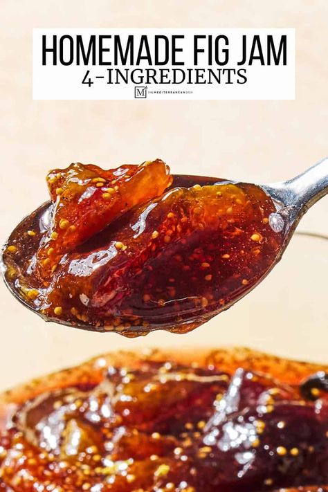 Easy Fig Jam with Vanilla and Citrus Fig Jam Recipe Canning, Fig Recipes Fresh, Fig Jelly, Fig Preserves Recipe, Homemade Fig Jam, Dried Fig Recipes, Best Mediterranean Recipes, Fig Jam Recipe, Fig Cake