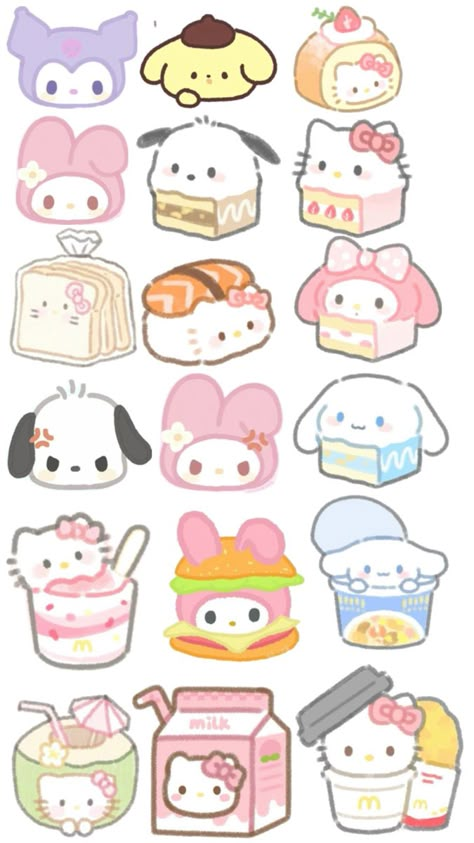 A Bunch Of Cats, Bunch Of Cats, Cute Easy Doodles, Cute Sanrio, Sanrio Stuff, Kitty Drawing, Easy Doodles, Hello Kitty Drawing, Doodles Drawings