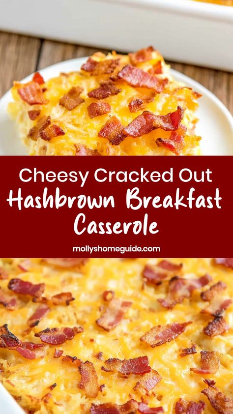 Start your morning right with this delicious cracked out hashbrown breakfast casserole! Packed with flavor, this easy-to-make dish is perfect for feeding a crowd or meal prepping for the week ahead. With crispy hashbrowns, savory sausage, creamy cheese, and a touch of spice, this breakfast casserole is sure to be a family favorite. Whether you're hosting brunch or simply want a satisfying breakfast option, give this recipe a try. Bacon And Hashbrown Casserole, Cracked Out Hashbrown Casserole, Breakfast Casserole No Sausage, Charleston Breakfast Casserole, Breakfast Casserole With Hashbrowns And Sausage And Biscuits, Breakfast With Shredded Hashbrowns, Mini Hashbrown Casserole, Frozen Hashbrown Casserole Breakfast, Ham And Hashbrown Breakfast Casserole