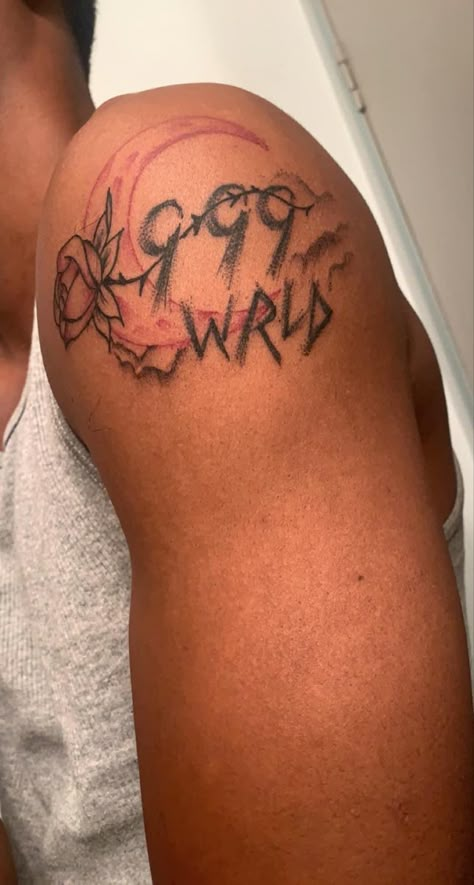 Pnb Rock Tattoos, Goodbye And Good Riddance Tattoo, 999 Juice Wrld Tattoo, Legends Never Die Tattoo, Rapper Tattoos Ideas, 999 Tattoo Ideas, 999 Tattoo Design, Juice Wrld Tattoos, 999 Tattoo