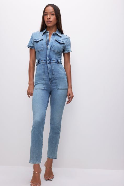 Our best selling Fit For Success Jumpsuit is as powerful as it looks. A denim jumpsuit featuring hidden front zipper closure and breast pockets. Hidden fro Work Fashion Summer, Utility Jumpsuit, Flight Suit, American Denim, The Best Outfits, Short Jumpsuit, Denim Jumpsuit, Good American, Black Jumpsuit