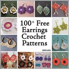 100+ Free Crochet Earrings Patterns Earring Crochet, Spring Hair Accessories, Beau Crochet, Crochet Jewlery, Creeper Minecraft, Leftover Yarn, Crocheted Jewelry, Earrings Crochet, Confection Au Crochet