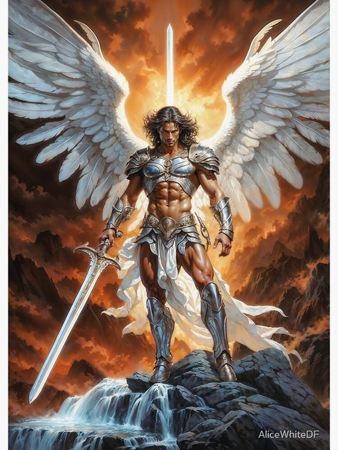 "Archangel Michael" Sticker for Sale by AliceWhiteDF Archangel Michael Aesthetic, Arc Angel Michael, Micheal Angel, Winged Characters, Arch Angel Michael, Saint Michael Angel, Archangel Michael Tattoo, Arch Angels, Tears Art