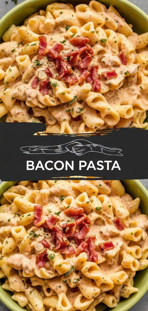 Bacon Pasta: the perfect balance of crispy bacon and creamy pasta. Ready in 30 minutes, this dish is perfect for a cozy dinner that everyone will love. Dinners To Make With Bacon, Bacon Ideas Dinner, Dinner Ideas Using Bacon, Bacon Cream Pasta, Easy Bacon Pasta Recipes, Pasta With Bacon Recipes, Recipes With Bacon Dinner, Pasta Recipes Bacon, Dinner Recipes With Bacon