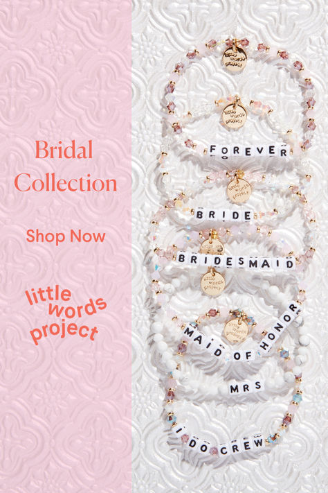 I Do Party Ideas, Lover Themed Party, Bachelorette Sleepover, Bridal Bracelets, Word Bracelets, Little Words Project, Bachelorette Theme, Bridesmaid Groomsmen Gifts, Bridal Shower Gifts For Bride