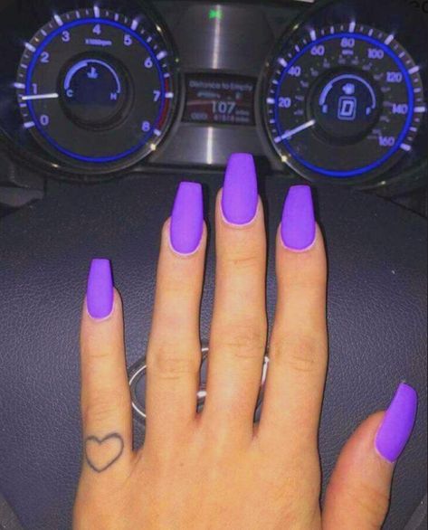 Matte Purple Nails, Purple Acrylic Nails, Purple Nail, Simple Nail Art Designs, Acrylic Nails Coffin, Easy Nail Art, Nail Arts, Purple Nails, Matte Nails