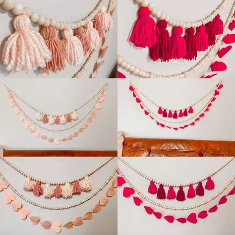 3 Cute and Simple Valentine’s Day Garlands | Hometalk Decorate For Valentines Day, Valentine Garland, Clay Heart, Ribbon Garland, Valentines Decor, Heart Garland, Valentines Decorations, Felt Heart, Pom Pom Garland