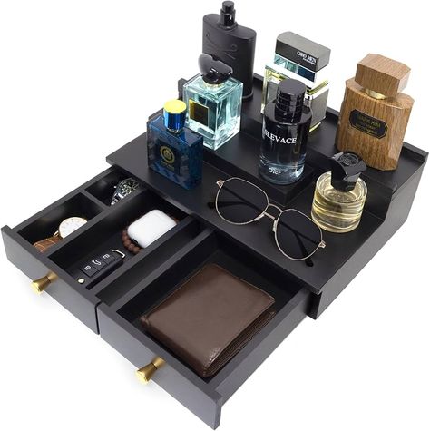 Amazon.com: hismocal Cologne Organizer for Men, Cologne Stand Display Shelf, Great Men's Gift with Drawer Holder Of Hidden Compartment Organizer, 3 Tier Wood Wooden Stand for Storing Perfumes : Office Products Cool Things For Bedroom Men, Mens Vanity Organization, Mens Dresser Organization, Creative Gifts For Men, Men’s 21st Birthday Present, Men’s Valentines Day Gifts, Cheap Men’s Christmas Gifts, Men Christmas Gifts Ideas, Little Gifts For Boyfriend