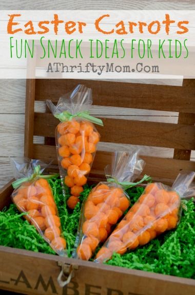 Easter Carrots Fun Snack Idea for Kids ~ Easter Snack - A Thrifty Mom - Recipes, Crafts, DIY and more Easy Snack Ideas For Kids, Easter Kids Snacks, Carrots For Easter, Recipe Crafts, Easter Crafts To Make, Easter Snack, Easter Party Food, Easy Snack Ideas, Snack Ideas For Kids