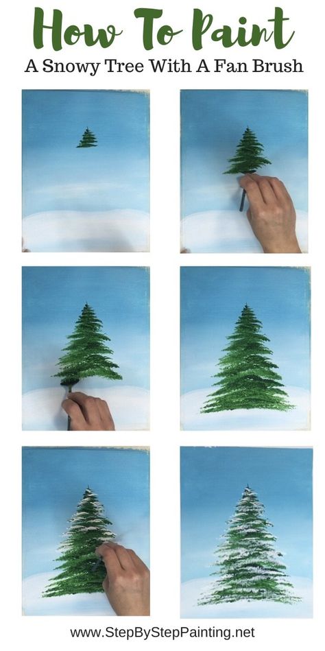 How To Paint A Christmas Tree Three Ways - Step By Step Painting Paint A Christmas Tree, Painting Trees, Christmas Paintings On Canvas, Paintings Easy, Christmas Tree Painting, Easy Canvas Painting, Christmas Painting, Canvas Painting Diy, Paint Night