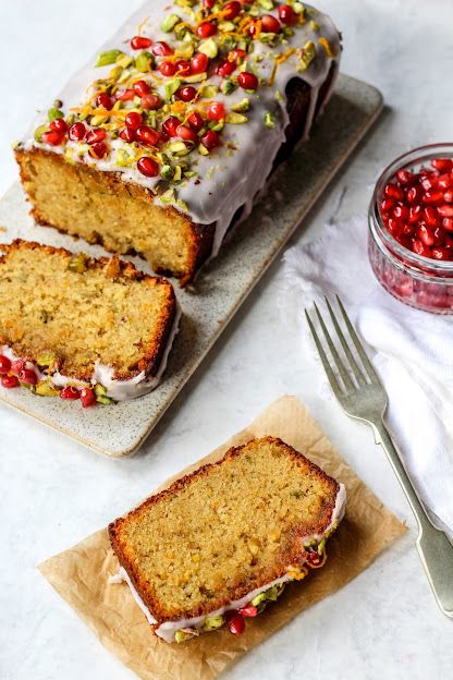 Molasses Cake, Orange Loaf Cake, Orange Loaf, Pomegranate Recipes, Lemon Drizzle Cake, Diwali Sweets, Middle Eastern Cuisine, Kneading Dough, Pistachio Cake