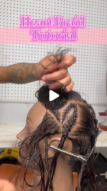 Heart Braids Hairstyles For Black Women, Cornrow Braids Design, Heart Tutorial Hair, Braid Heart Tutorial, How To Do The Heart Braid, How To Make A Heart With Braids, Heart Hair Braids, How To Part A Heart In Hair, Hair Heart Tutorial