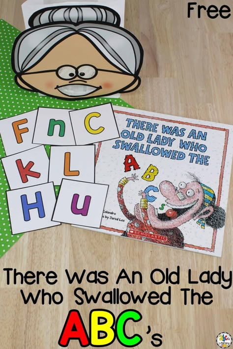 This There Was An Old Lady Who Swallowed The ABC's Letter Recognition Activity is a fun, hands-on way for pre-readers to work on letter recognition. Letter Recognition Activities, Alphabet Activity, Abc Activities, Preschool Literacy, Alphabet Activities Preschool, Abc Letters, Preschool Letters, Letter Activities, S Letter