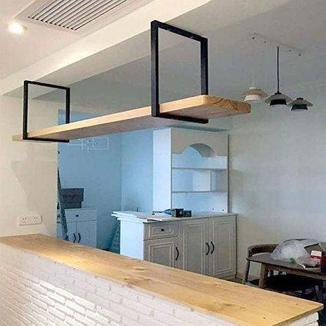 Hanging Shelf Kitchen, Suspended Shelves, Ceiling Storage Rack, Hanging Wood Shelves, Ceiling Shelves, Hanging Wine Rack, Floating Shelves Kitchen, Ceiling Storage, Wooden Wine Rack