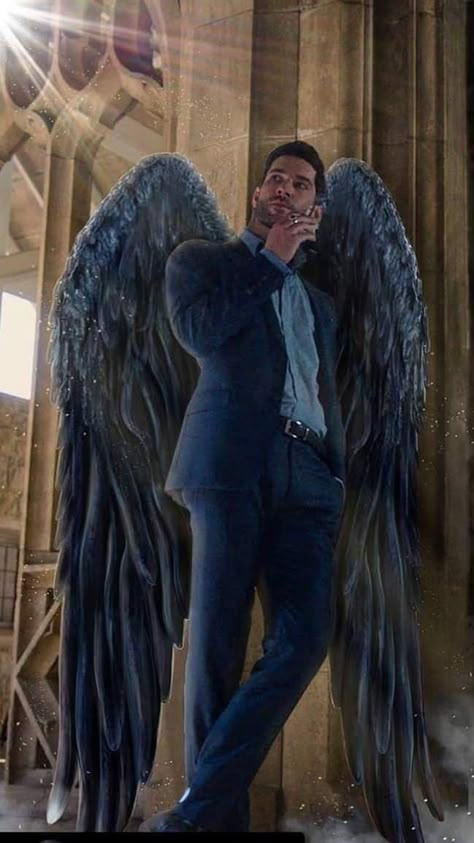 Lucifer Marvel, Lucifer Wings, Lucifer Quote, Supernatural Lucifer, Marvel Superheroes Art, Tom Ellis Lucifer, In The Name Of Love, Ange Demon, Black Angel