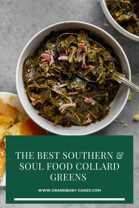 Southern Collard Greens Recipe Meat For Collard Greens, Easy Southern Collard Greens, Sweet Collard Greens Recipe, Soulfood Collard Greens, Soul Food Greens Recipes, The Best Collard Greens Recipe, Soul Food Greens, Drunken Collard Greens, Southern Greens Soul Food