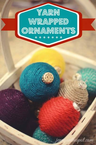 How to make yarn wrapped ornaments via @Jenny On The Spot #diy #ornaments #christmastree #kidscrafts Yarn Wrapped Ornaments, Diy Yarn Ornaments, Whimsical Crochet, Yarns Ornaments, Crochet Ornaments, Unique Diy Gifts, Yarn Diy, Christmas Ornaments Homemade, Yarn Ball