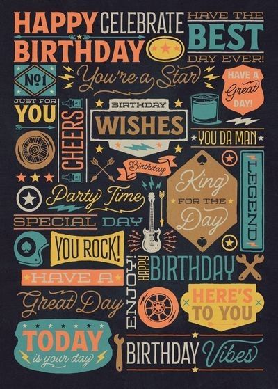 Happy Bday Man, Male Happy Birthday Images, Retro Birthday Cards, Birthday Wishes For Men, Lekker Verjaar, Happy Birthday Board, Happy Birthday Man, Happy Birthday Cards Handmade, Birthday Icon